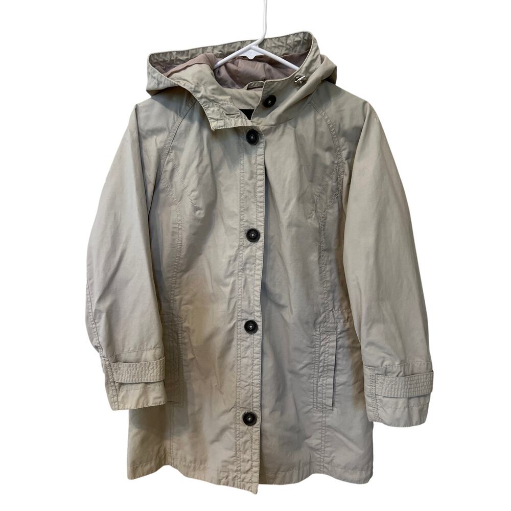 Eddie Bauer Women's Lightweight Raincoat Jacket Beige Tan Size Small Hiking